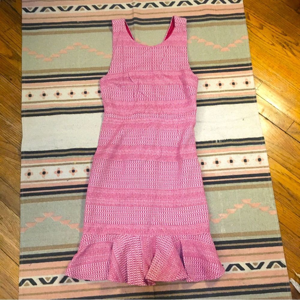 Banana Republic size 10 sleeveless midi dress formal red & white ruffle hem